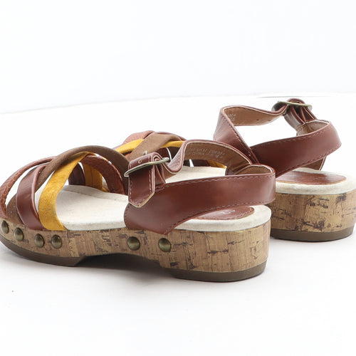 NEXT Girls Brown Colourblock Synthetic Strappy Sandal UK 12