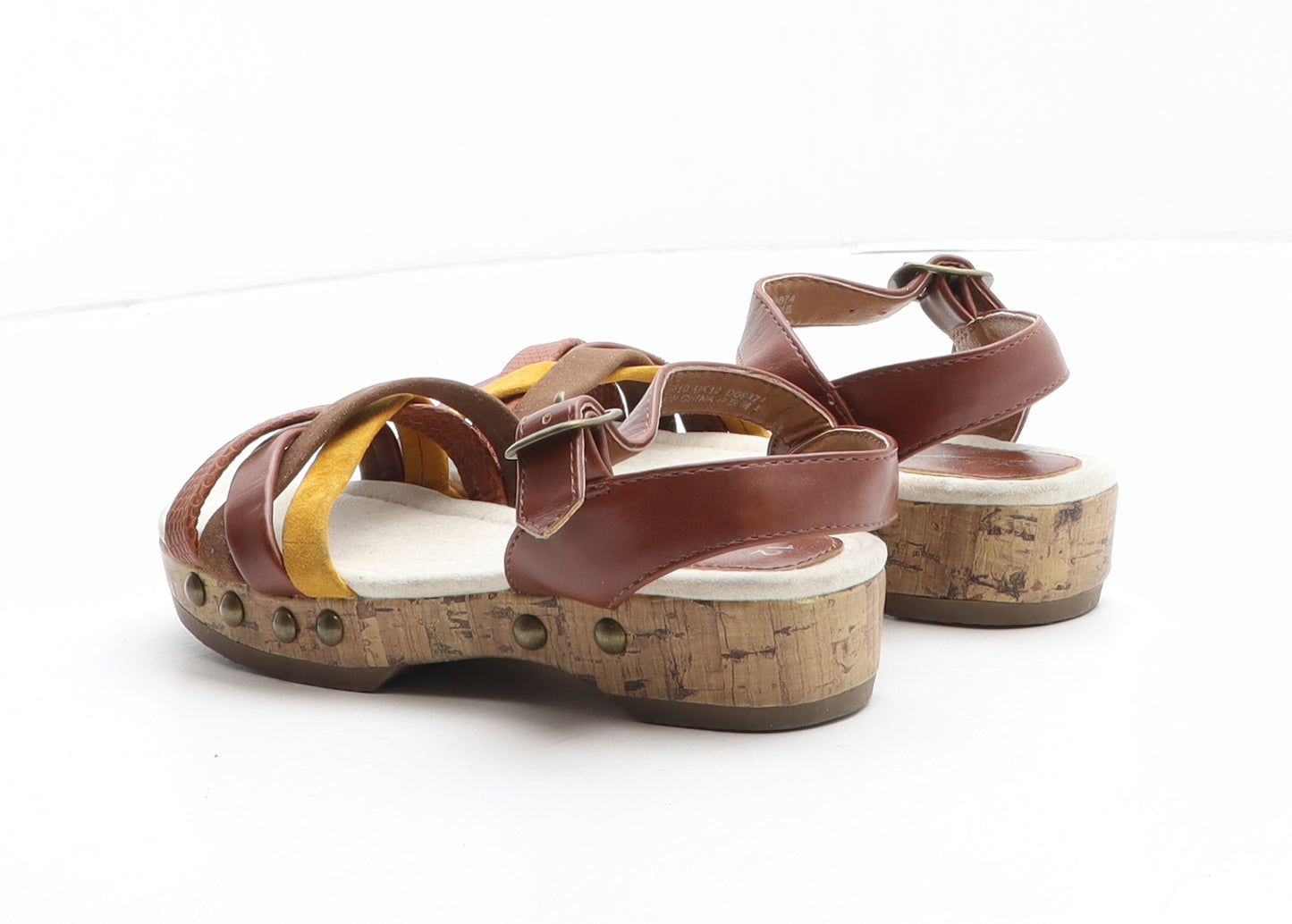 NEXT Girls Brown Colourblock Synthetic Strappy Sandal UK 12