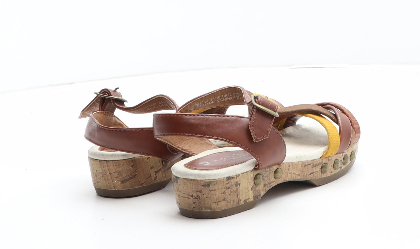 NEXT Girls Brown Colourblock Synthetic Strappy Sandal UK 12