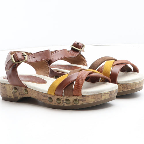 NEXT Girls Brown Colourblock Synthetic Strappy Sandal UK 12