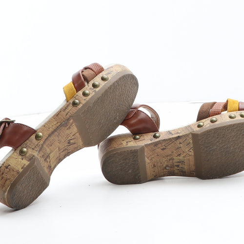 NEXT Girls Brown Colourblock Synthetic Strappy Sandal UK 12
