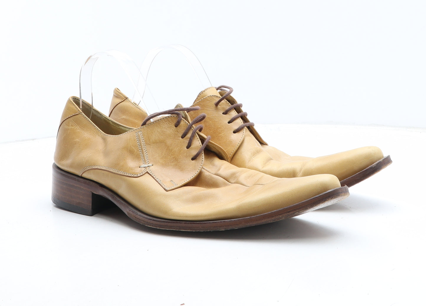 Lacal Mens Beige Leather Oxford Dress UK 10.5 44 - UK Size Estimated 10.5