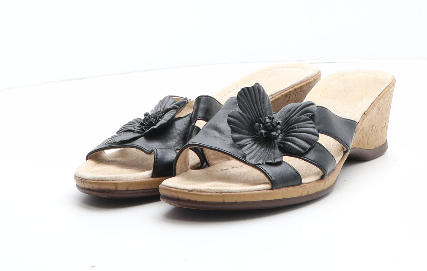 NEXT Womens Black Floral Synthetic Mule Heel UK
