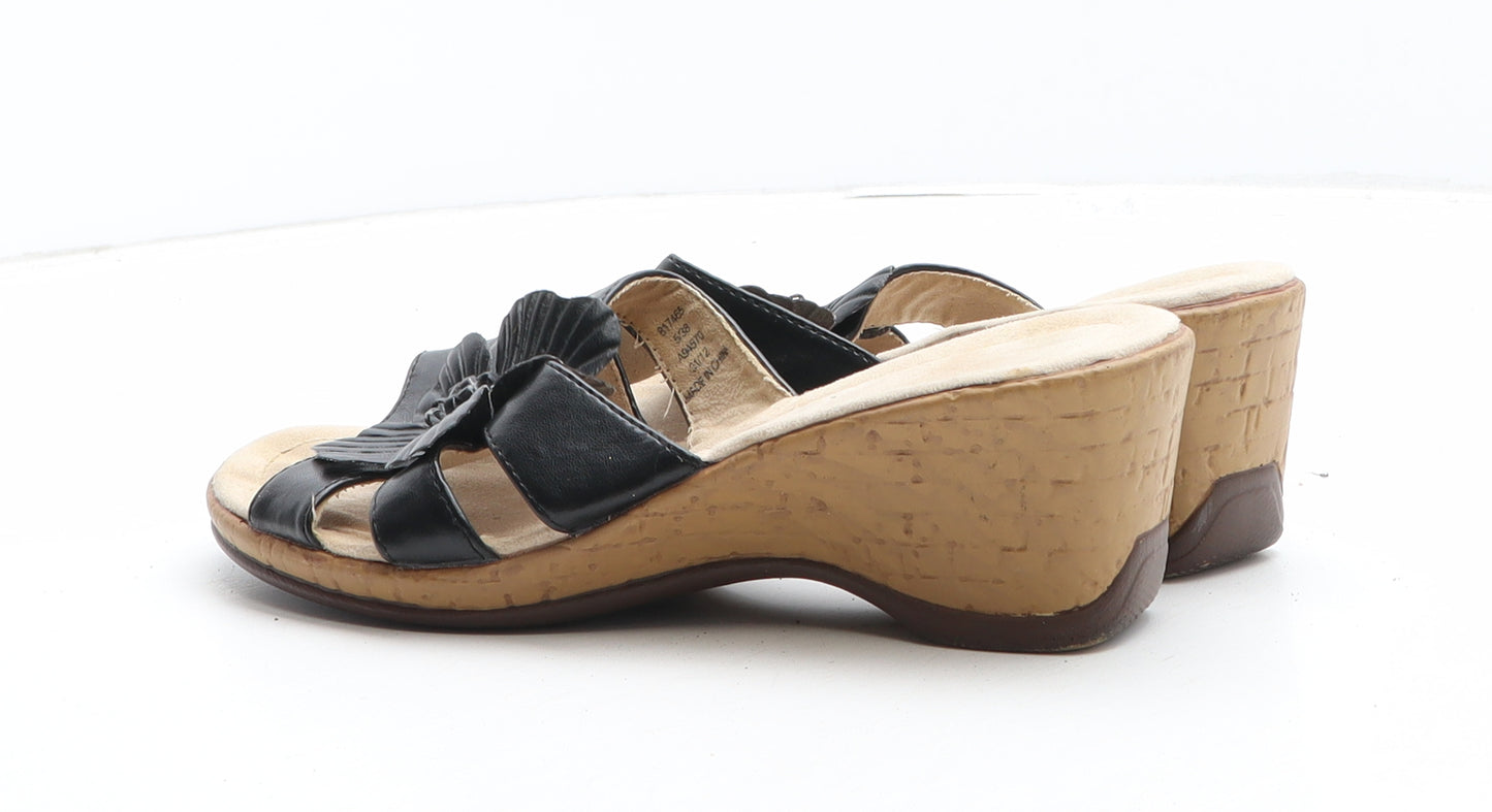 NEXT Womens Black Floral Synthetic Mule Heel UK