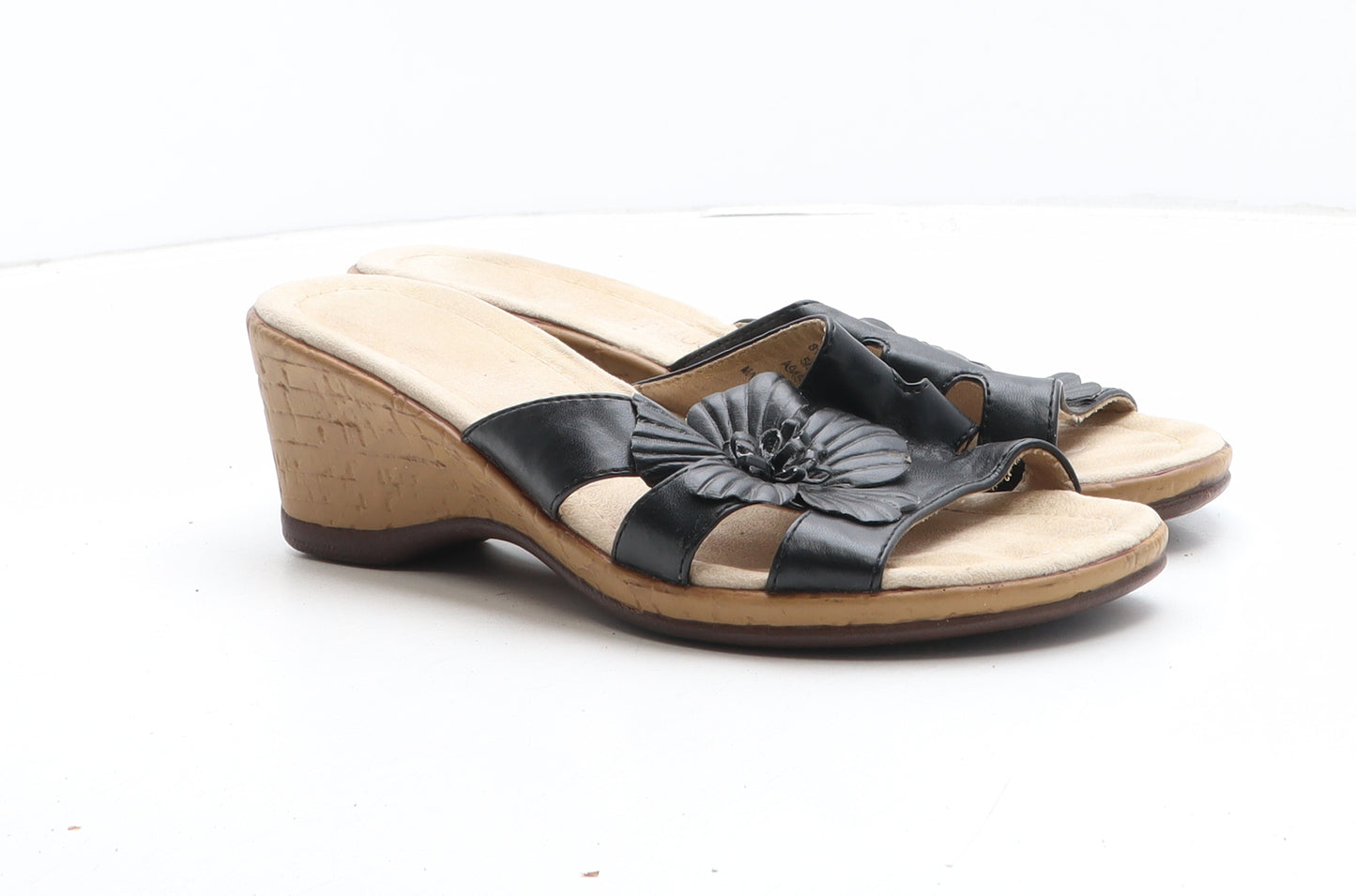 NEXT Womens Black Floral Synthetic Mule Heel UK
