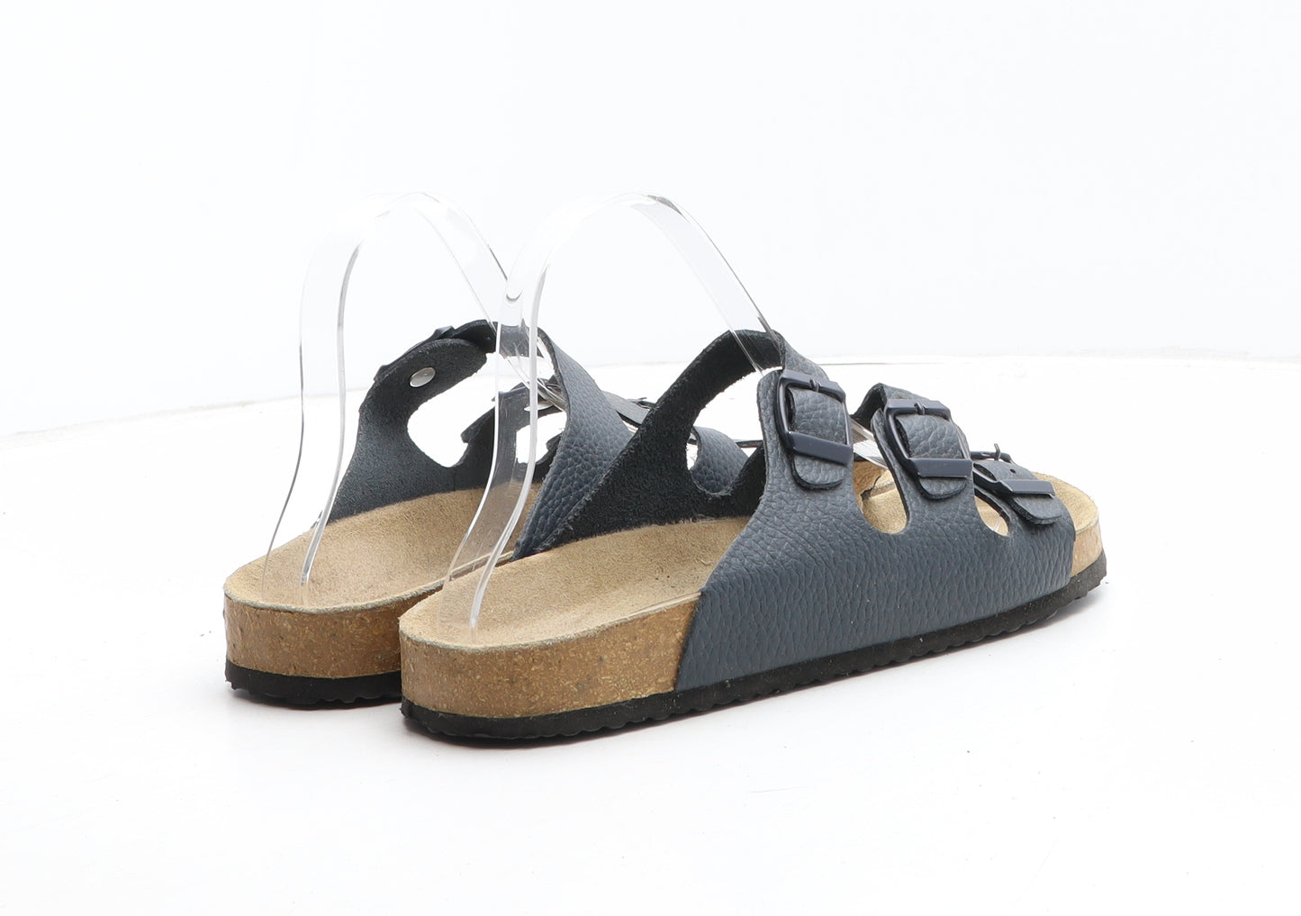 Avenue Womens Blue Leather Slip On Sandal UK