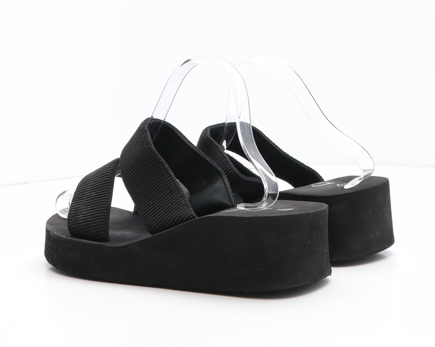 Lilley Womens Black Synthetic Slip On Sandal UK