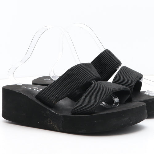 Lilley Womens Black Synthetic Slip On Sandal UK