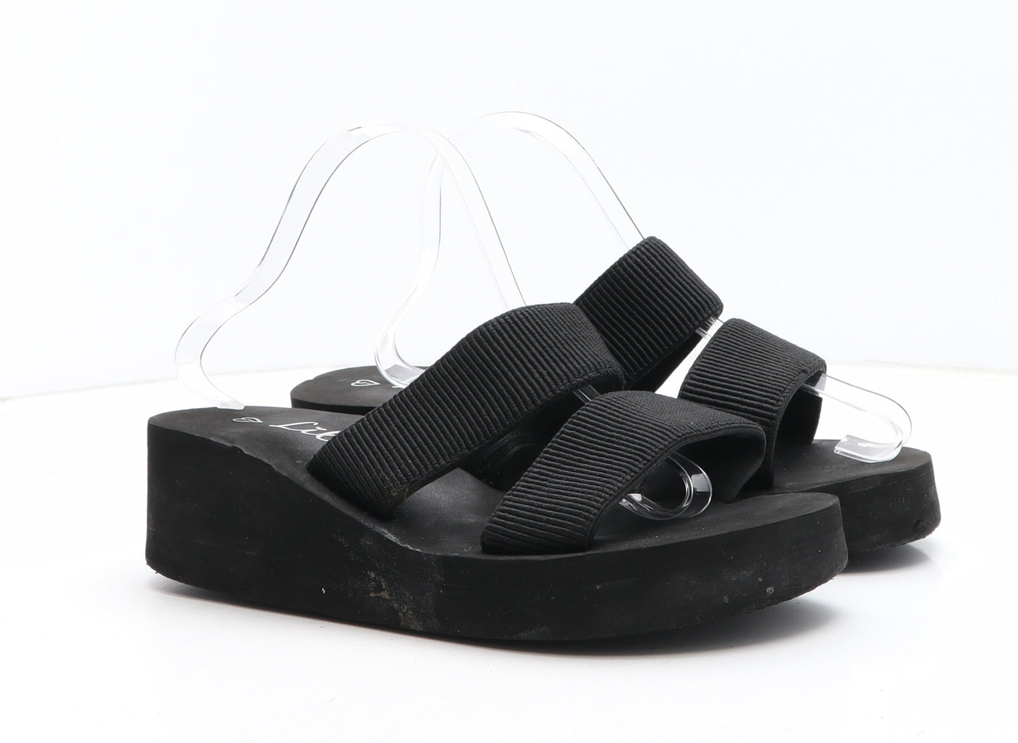 Lilley Womens Black Synthetic Slip On Sandal UK