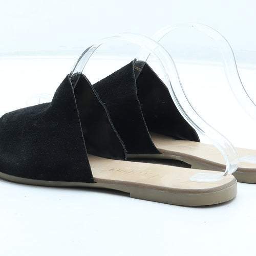 George Womens Black Leather Slip On Sandal UK