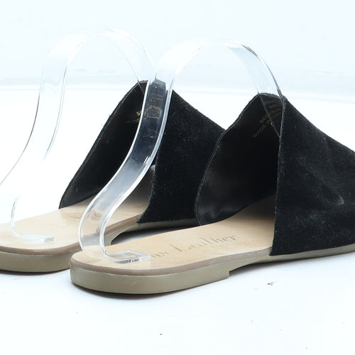 George Womens Black Leather Slip On Sandal UK