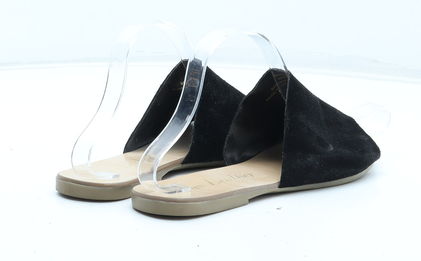 George Womens Black Leather Slip On Sandal UK