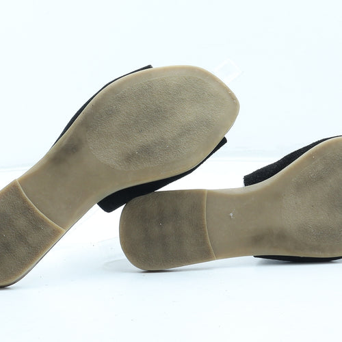 George Womens Black Leather Slip On Sandal UK