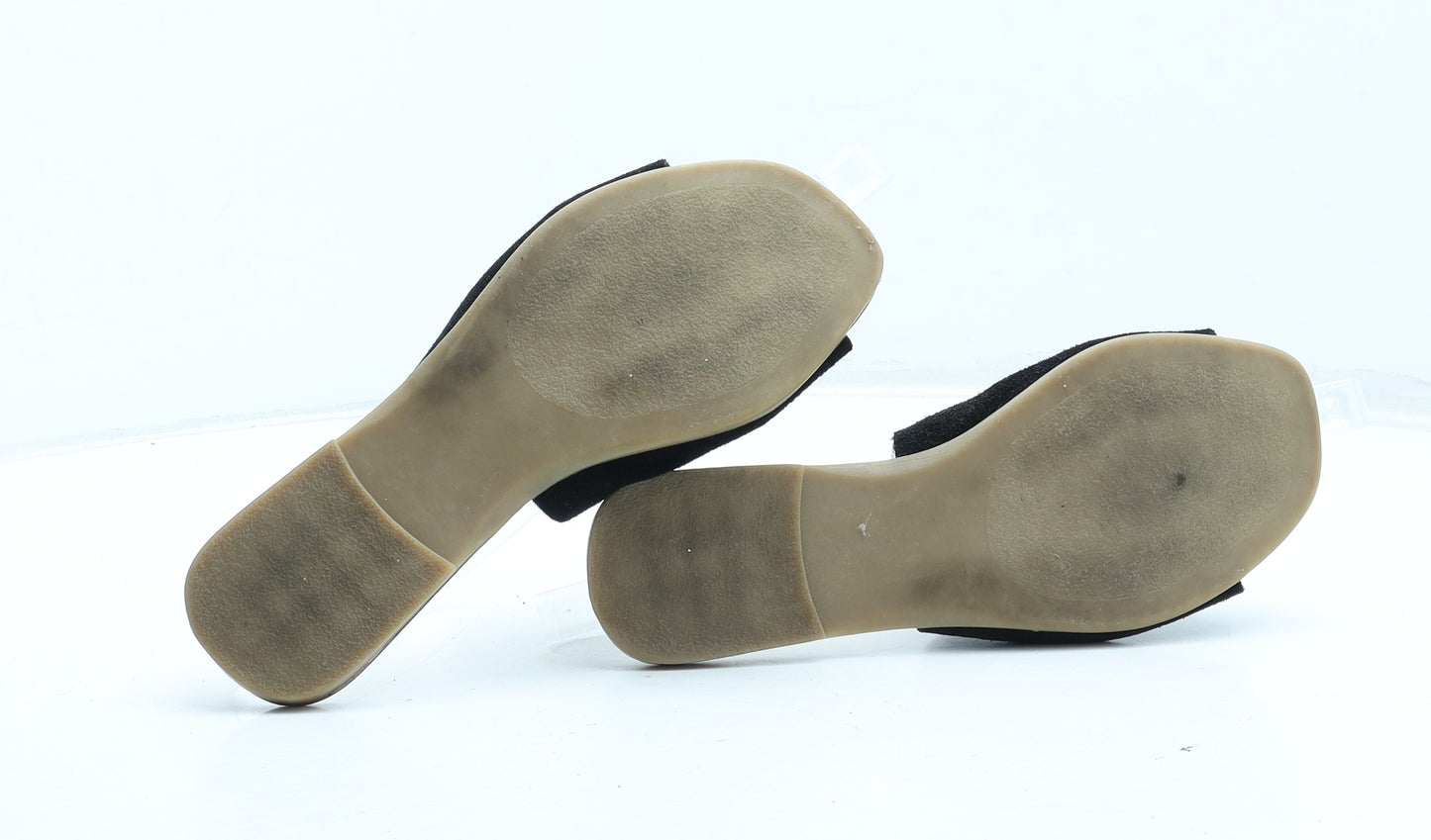 George Womens Black Leather Slip On Sandal UK