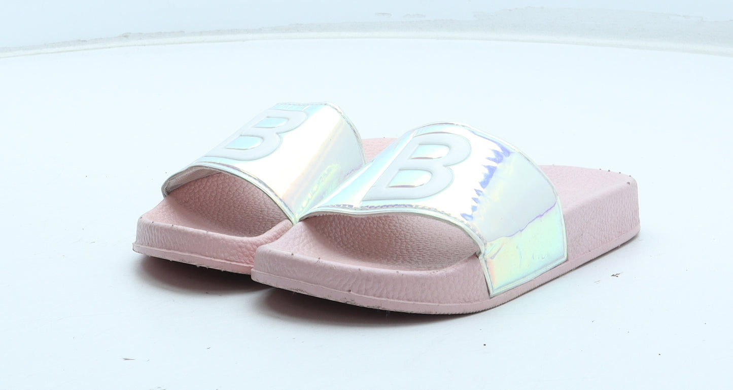 Preworn Girls Pink Rubber Slider Sandal UK 10 - B Initial