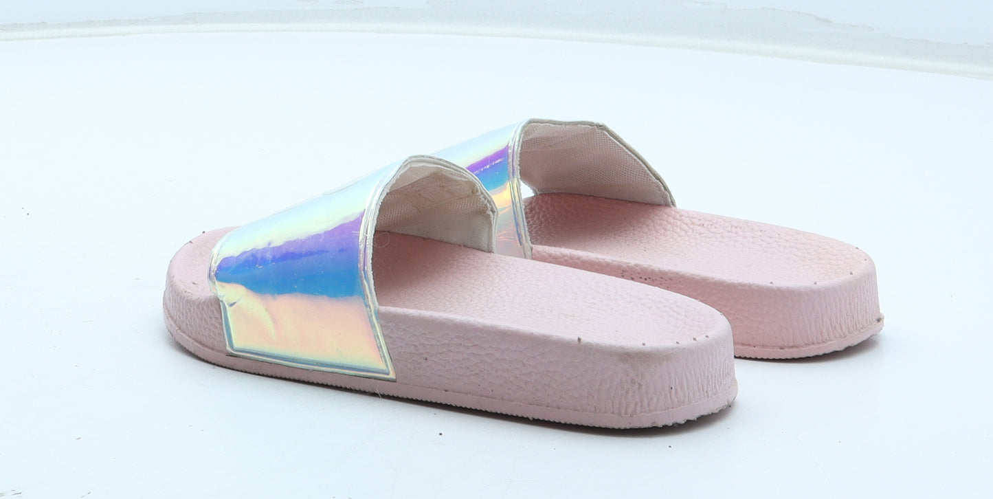 Preworn Girls Pink Rubber Slider Sandal UK 10 - B Initial