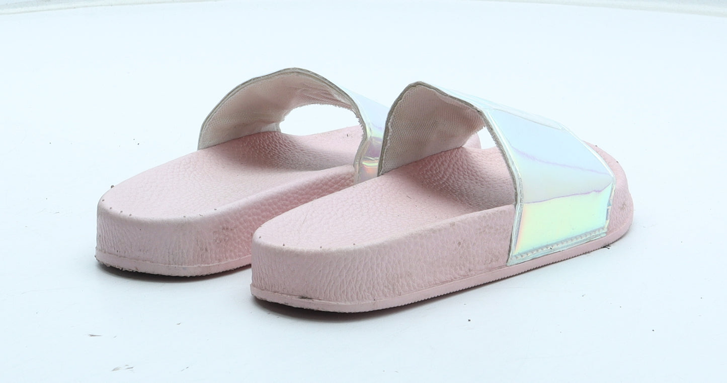 Preworn Girls Pink Rubber Slider Sandal UK 10 - B Initial