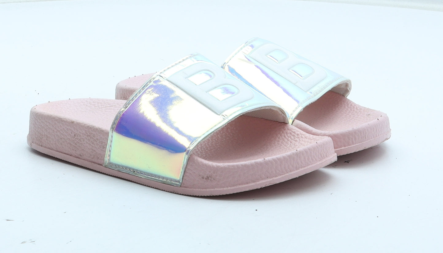 Preworn Girls Pink Rubber Slider Sandal UK 10 - B Initial