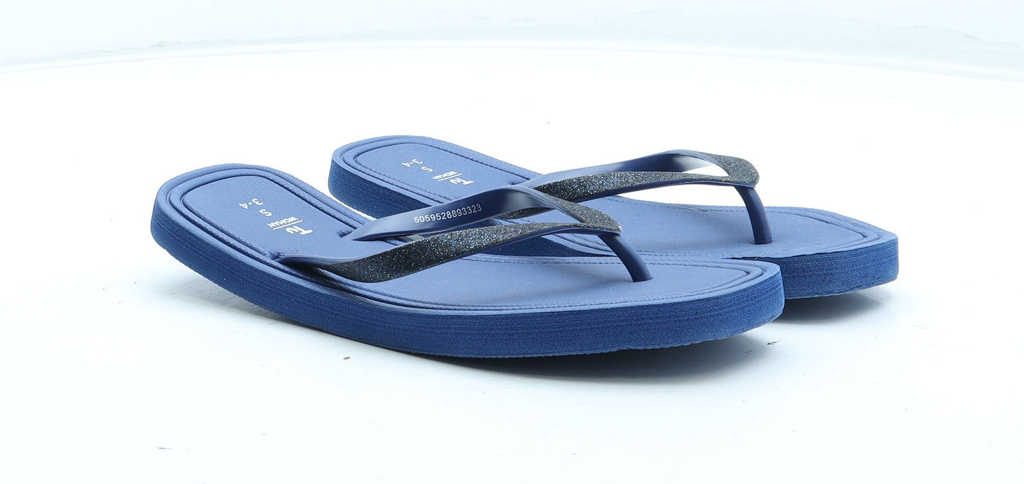 TU Womens Blue Rubber Thong Sandal UK - Size UK 3-4
