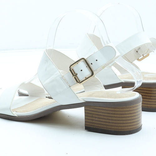 Preworn Womens White Leather Strappy Heel UK