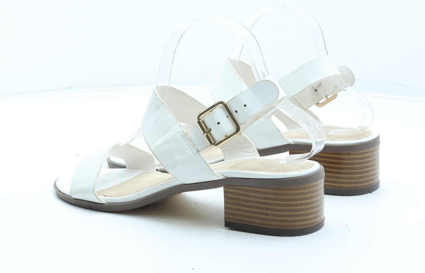 Preworn Womens White Leather Strappy Heel UK