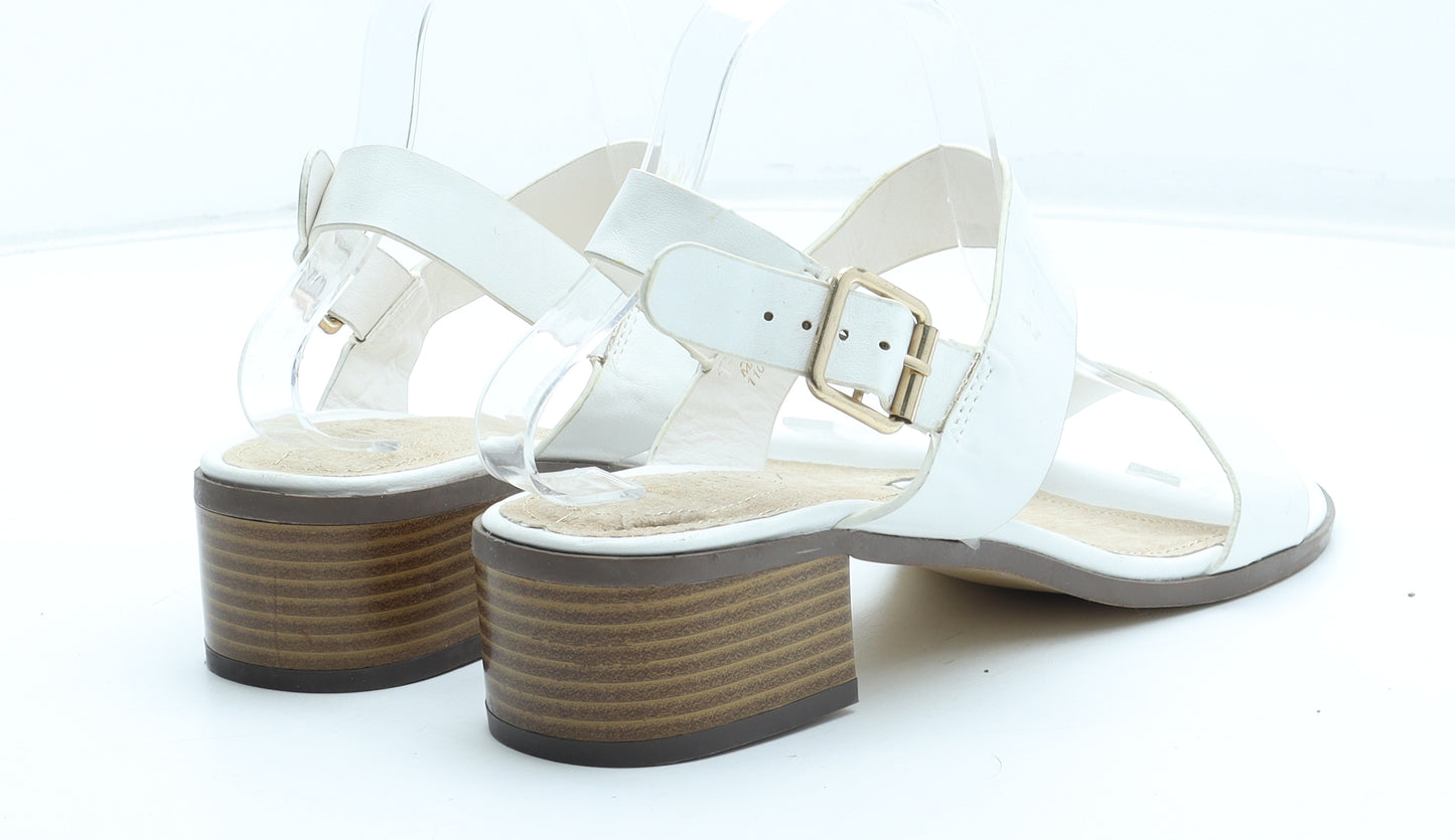 Preworn Womens White Leather Strappy Heel UK