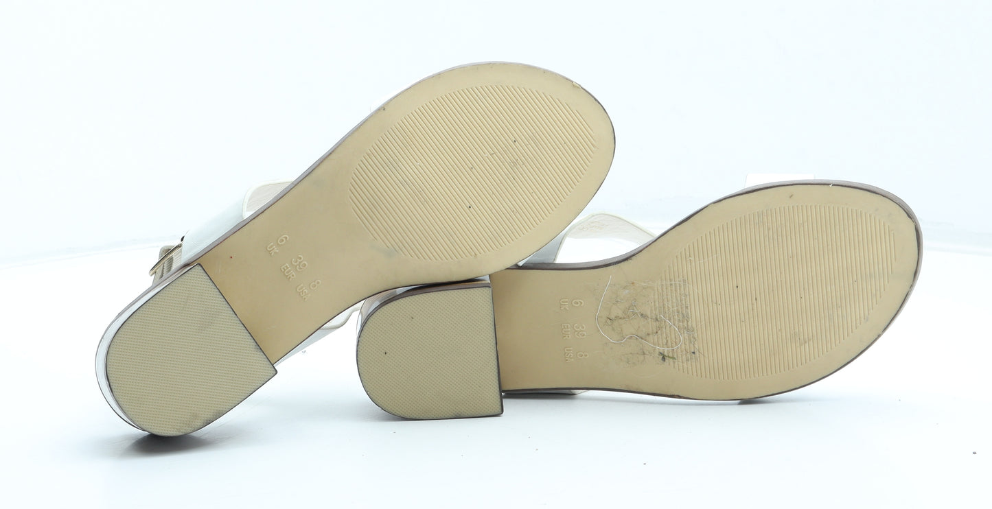 Preworn Womens White Leather Strappy Heel UK