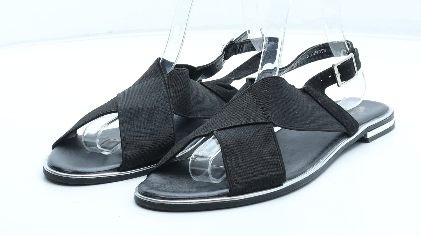 Primark Womens Black Polyester Strappy Sandal UK - Wide Fit