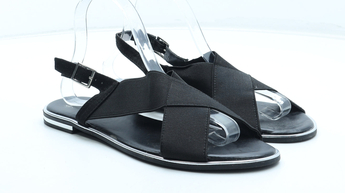 Primark Womens Black Polyester Strappy Sandal UK - Wide Fit