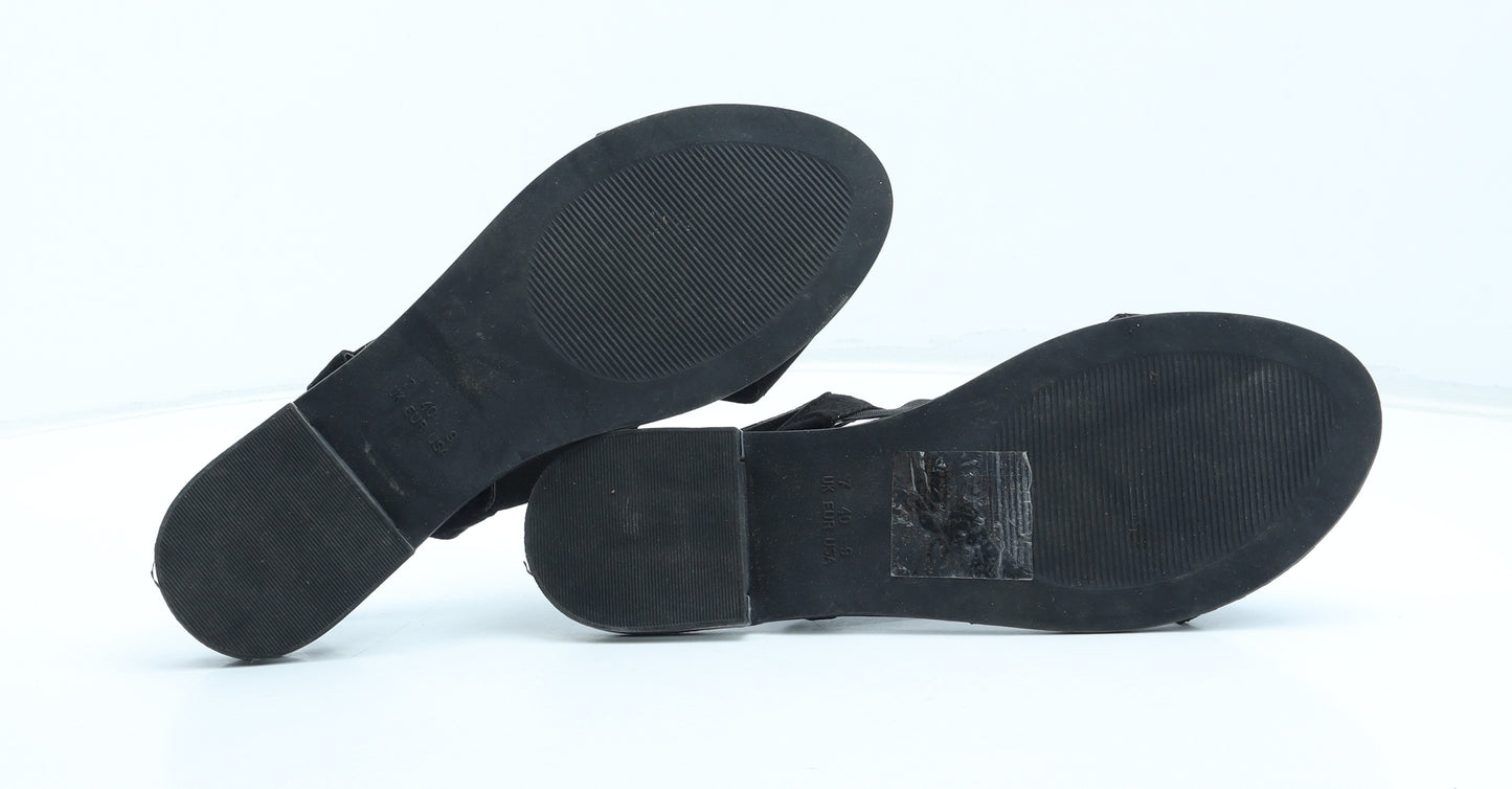 Primark Womens Black Polyester Strappy Sandal UK - Wide Fit