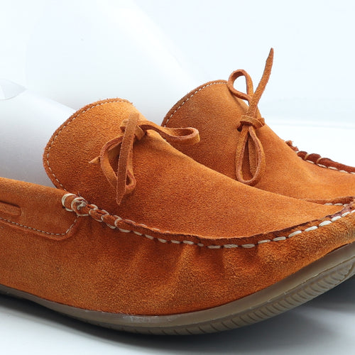 BJB Mens Orange Leather Moccasin Casual UK 10 44