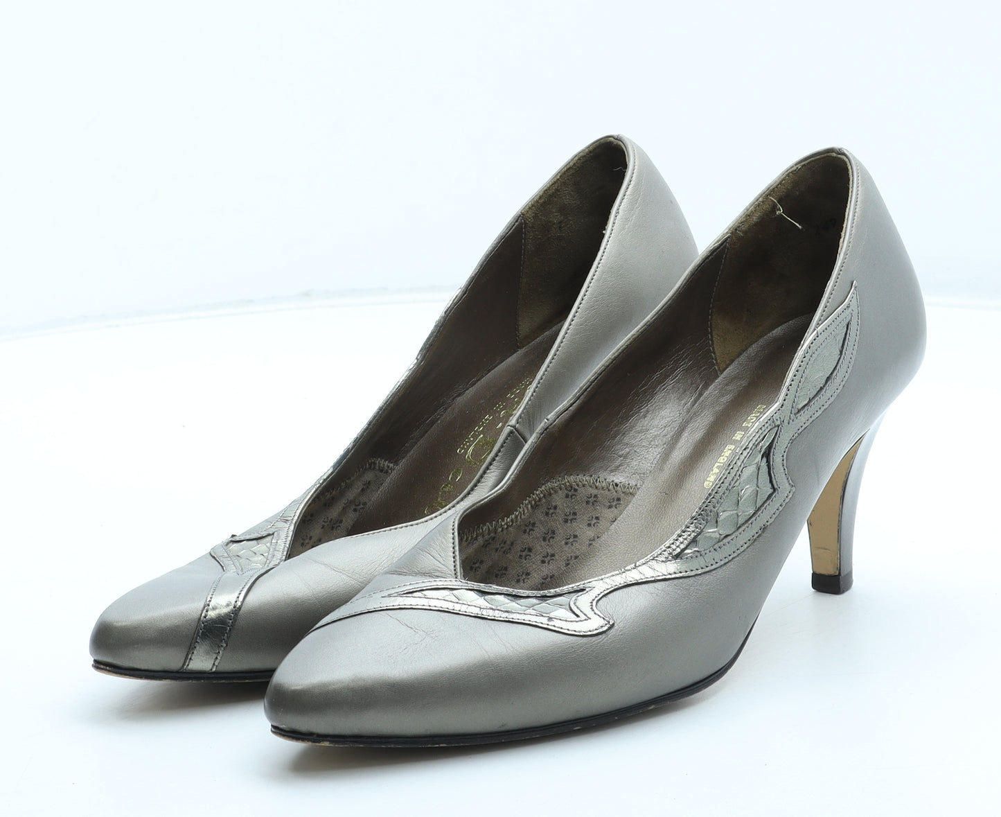 Van Dal Womens Gold Geometric Leather Court Heel UK