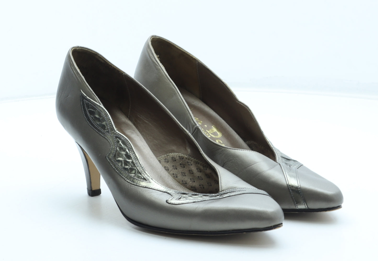 Van Dal Womens Gold Geometric Leather Court Heel UK