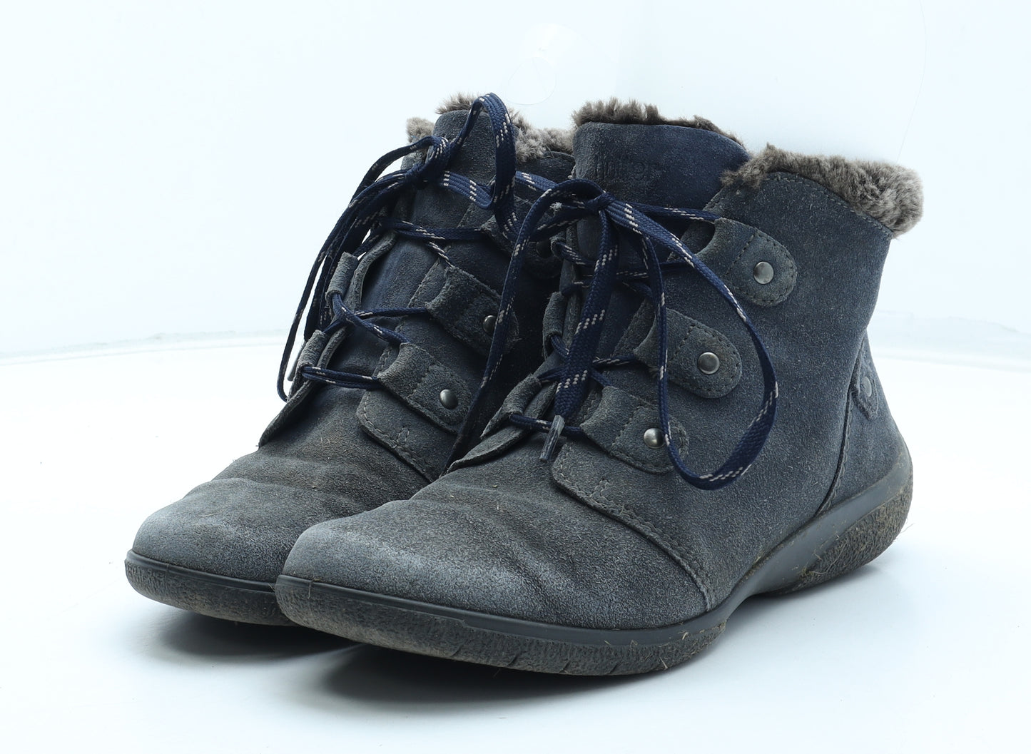 Hotter Womens Blue Leather Snow Boot Boot UK