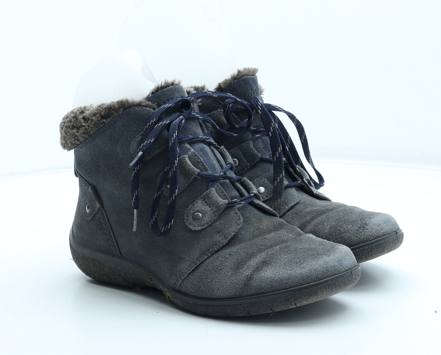 Hotter Womens Blue Leather Snow Boot Boot UK