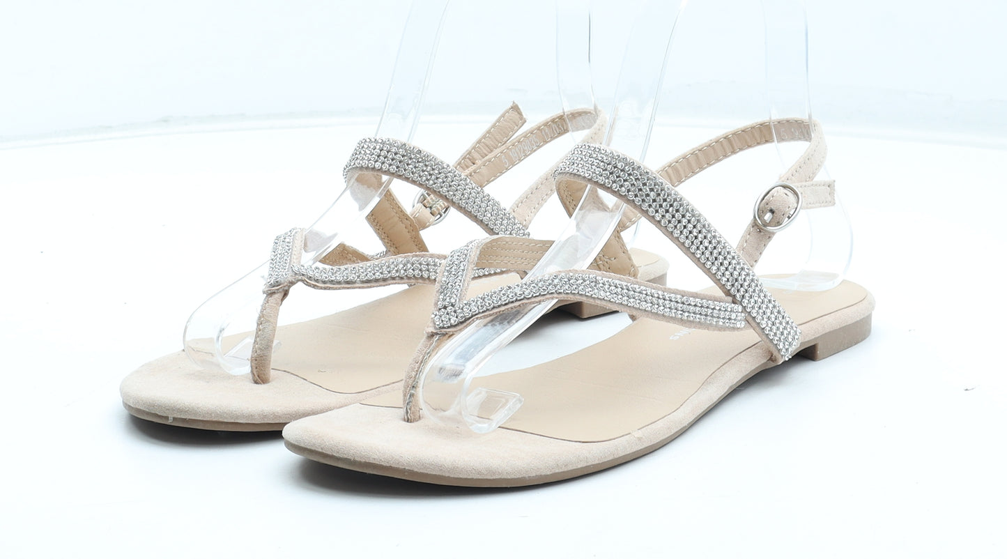 Dorothy Perkins Womens Beige Polyurethane Thong Sandal UK