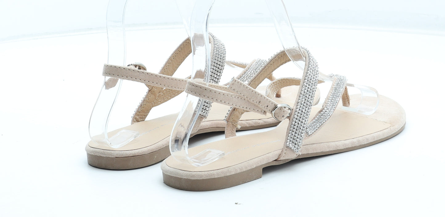 Dorothy Perkins Womens Beige Polyurethane Thong Sandal UK