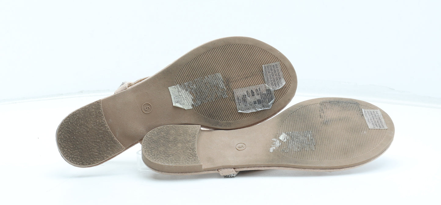 Dorothy Perkins Womens Beige Polyurethane Thong Sandal UK