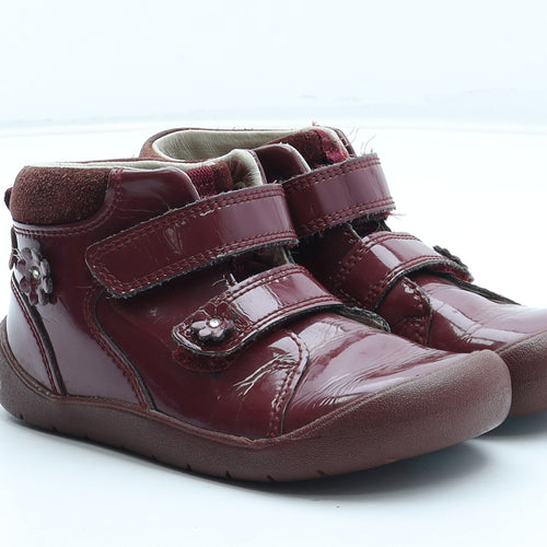 Start Rite Girls Red Polyurethane Bootie Boot UK 9 27 - Flower Detail