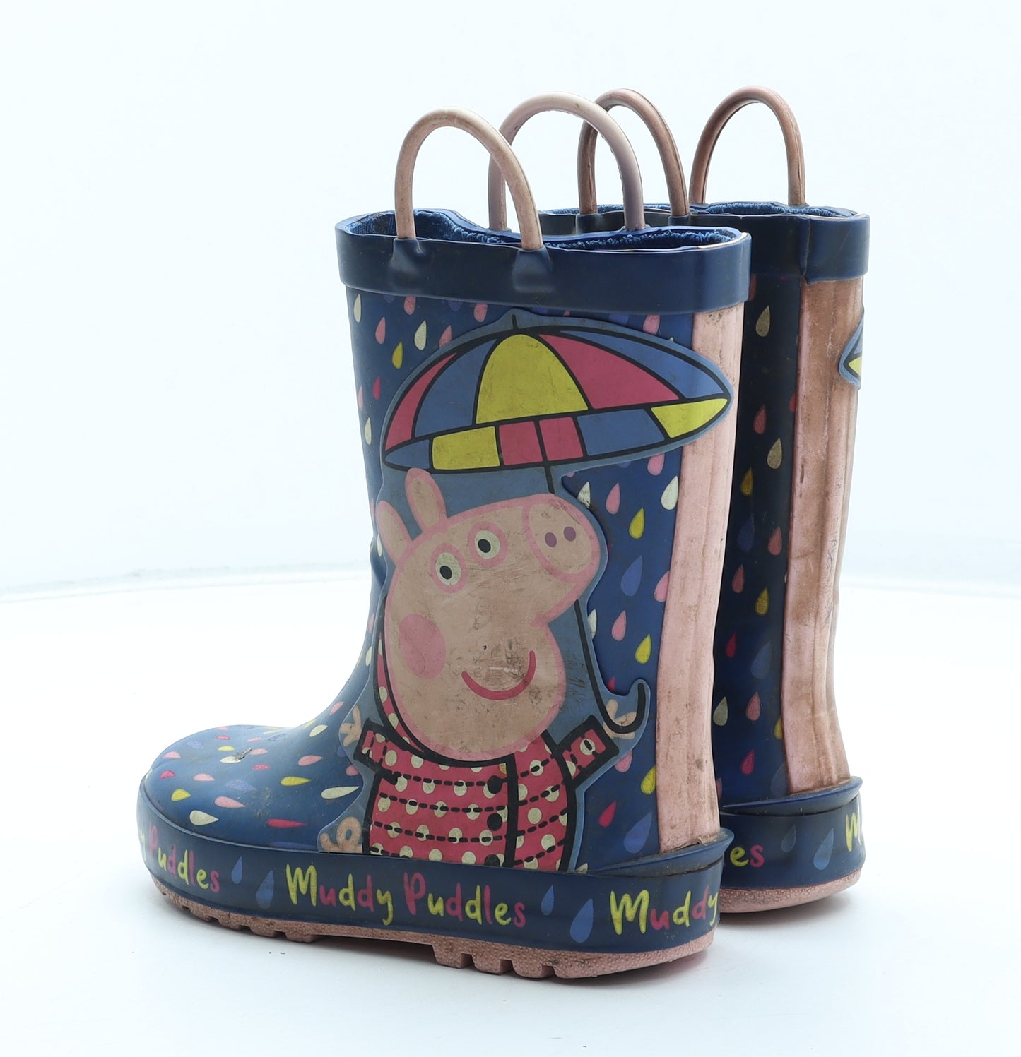 Peppa Pig Girls Multicoloured Geometric Rubber Wellies Boot UK 9 27