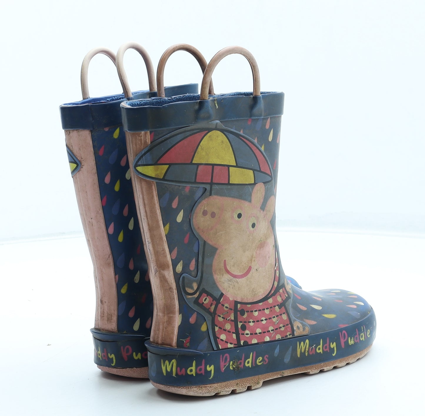 Peppa Pig Girls Multicoloured Geometric Rubber Wellies Boot UK 9 27