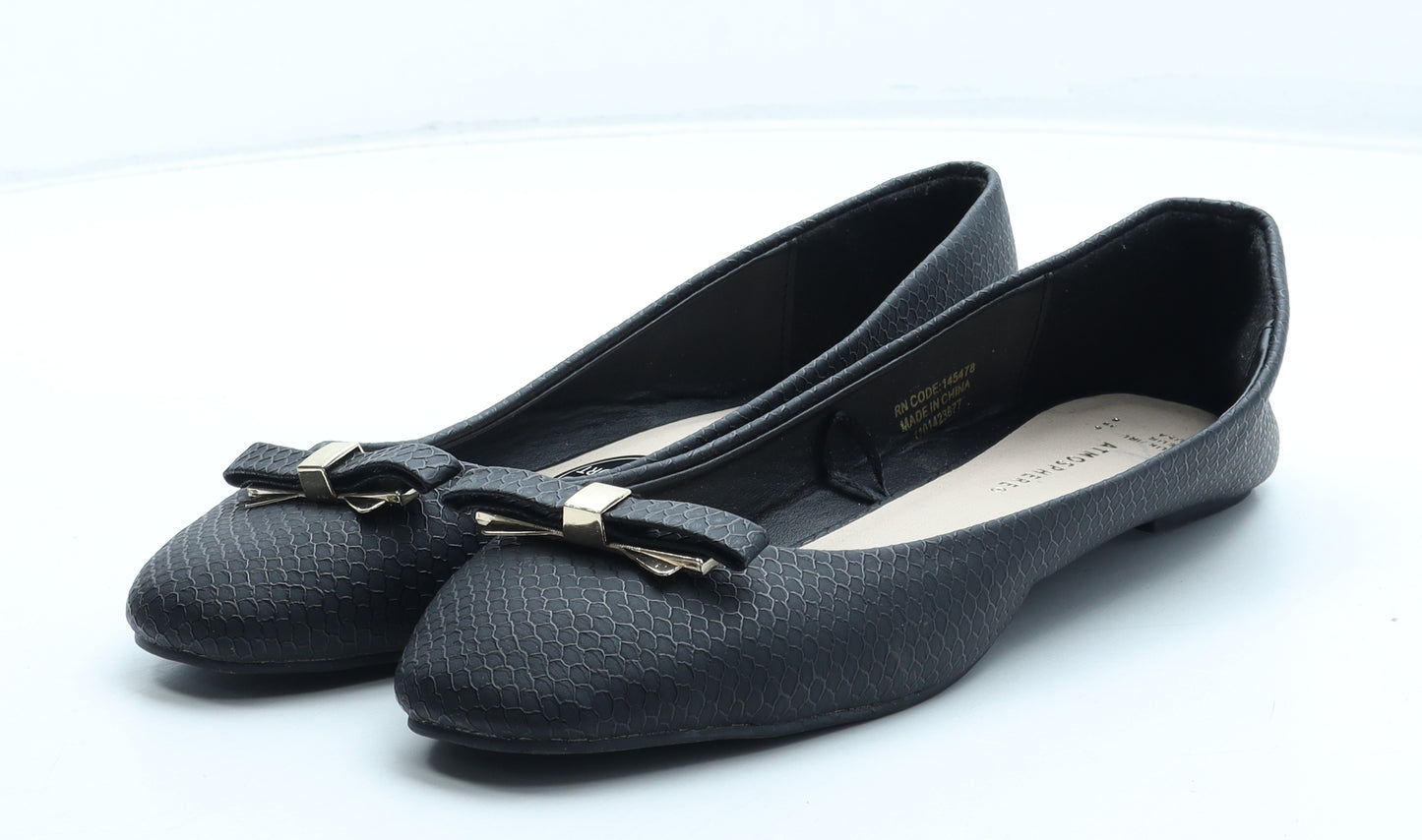 Atmosphere Womens Black Polyurethane Ballet Flat UK