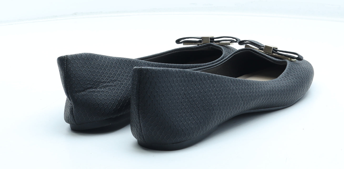 Atmosphere Womens Black Polyurethane Ballet Flat UK