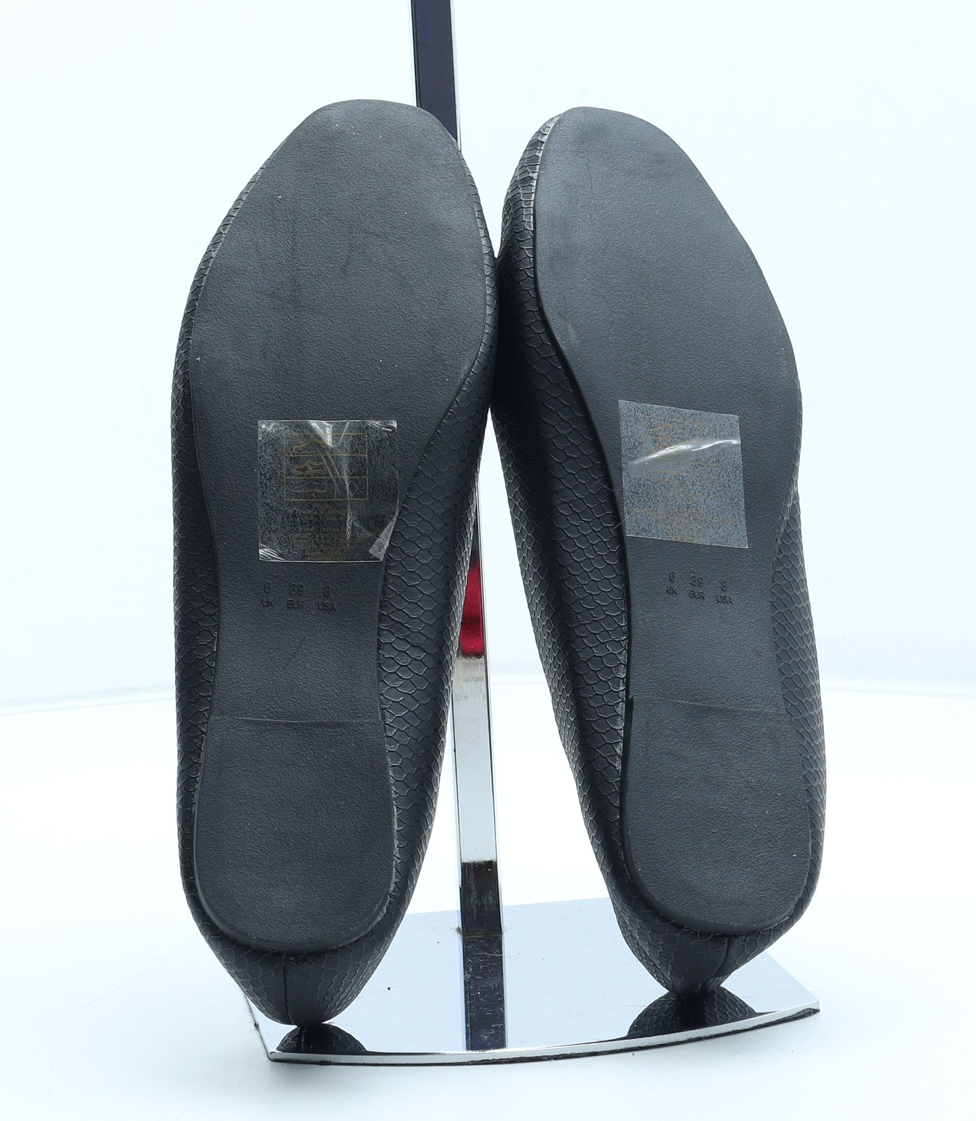 Atmosphere Womens Black Polyurethane Ballet Flat UK