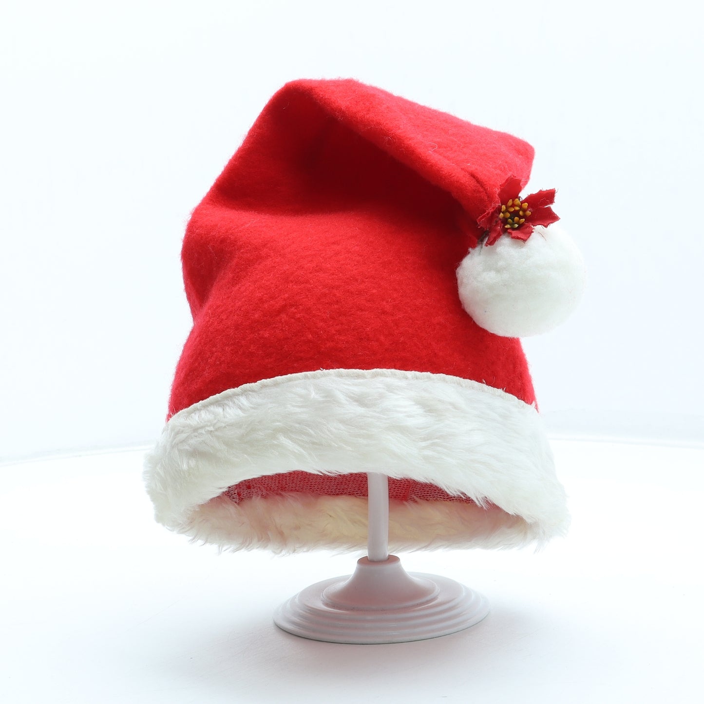 Preworn Womens Red Polyester Bobble Hat One Size - Father Christmas Hat
