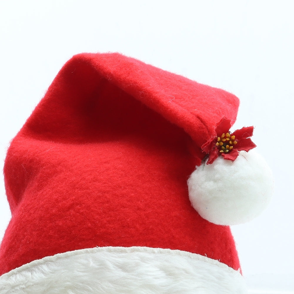 Preworn Womens Red Polyester Bobble Hat One Size - Father Christmas Hat