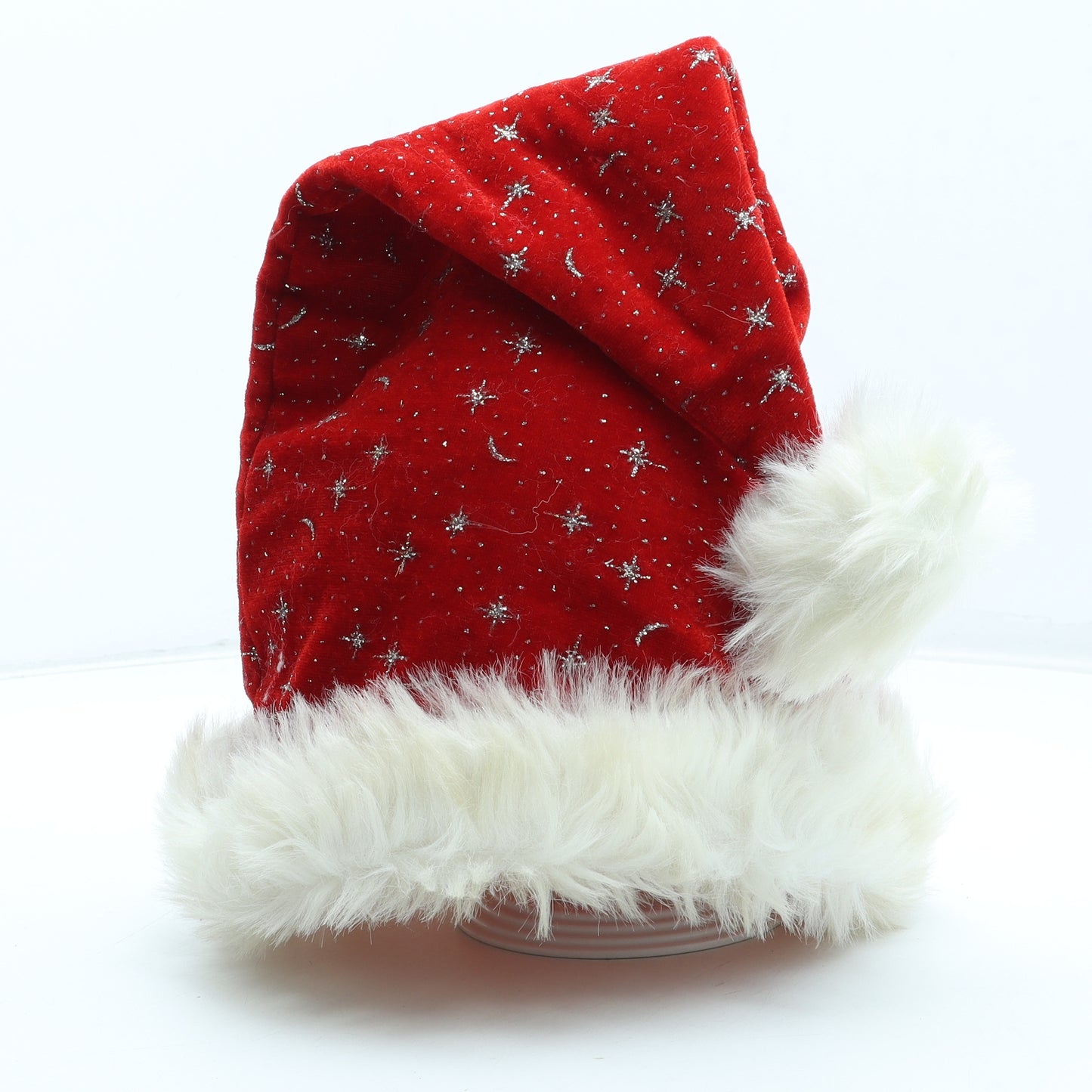 Preworn Womens Red Geometric Polyester Bobble Hat One Size - Father Christmas Hat