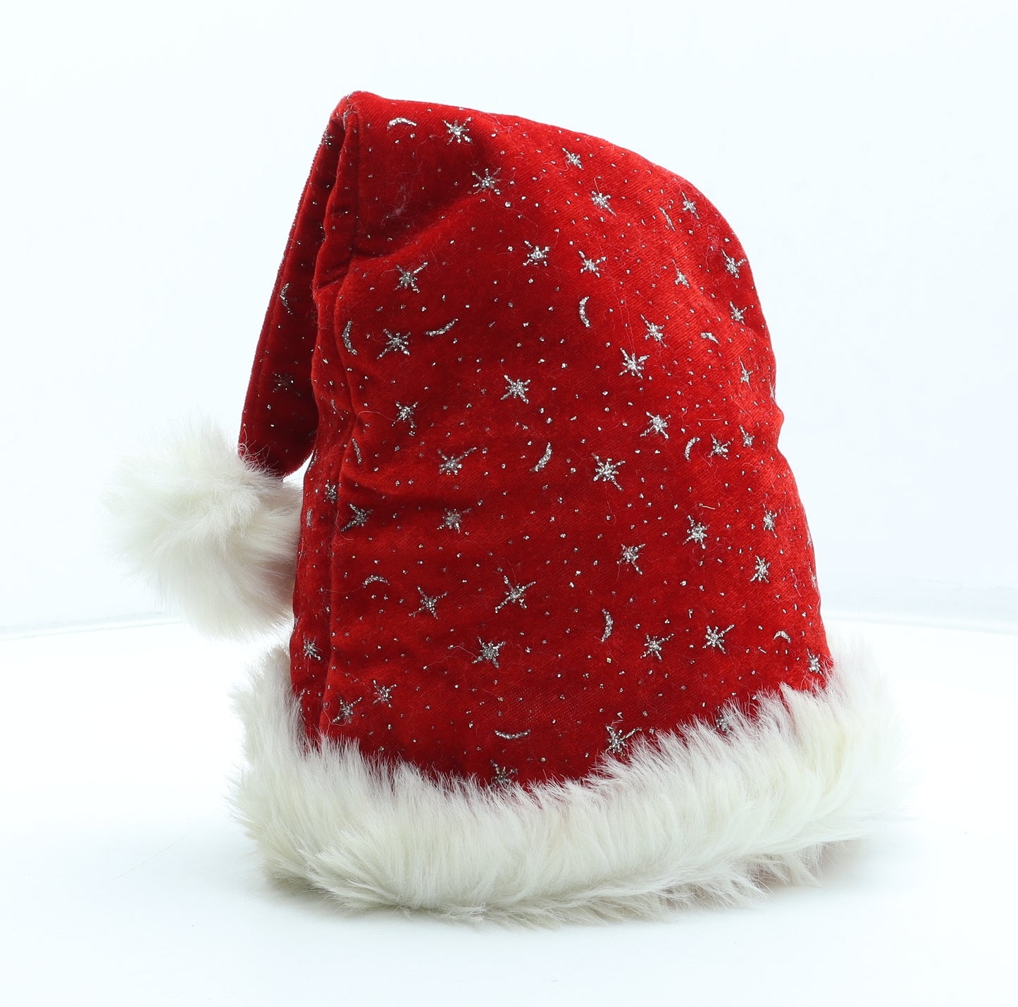 Preworn Womens Red Geometric Polyester Bobble Hat One Size - Father Christmas Hat