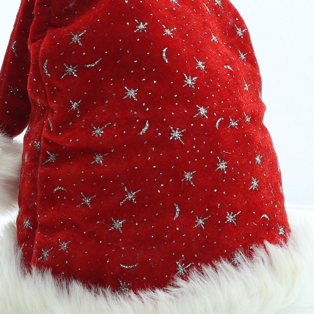Preworn Womens Red Geometric Polyester Bobble Hat One Size - Father Christmas Hat