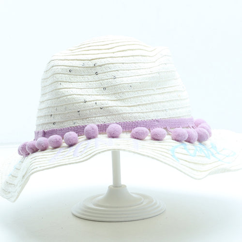 TU Girls White Straw Sun Hat Size S - Size 3-5 years